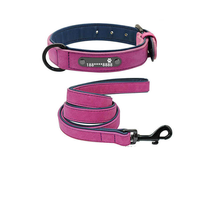 The customized dog collar offers a stylish design with the option to add your dog's name and contact number for safety