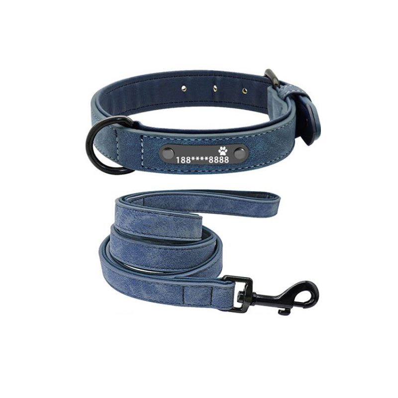 The customized dog collar offers a stylish design with the option to add your dog's name and contact number for safety