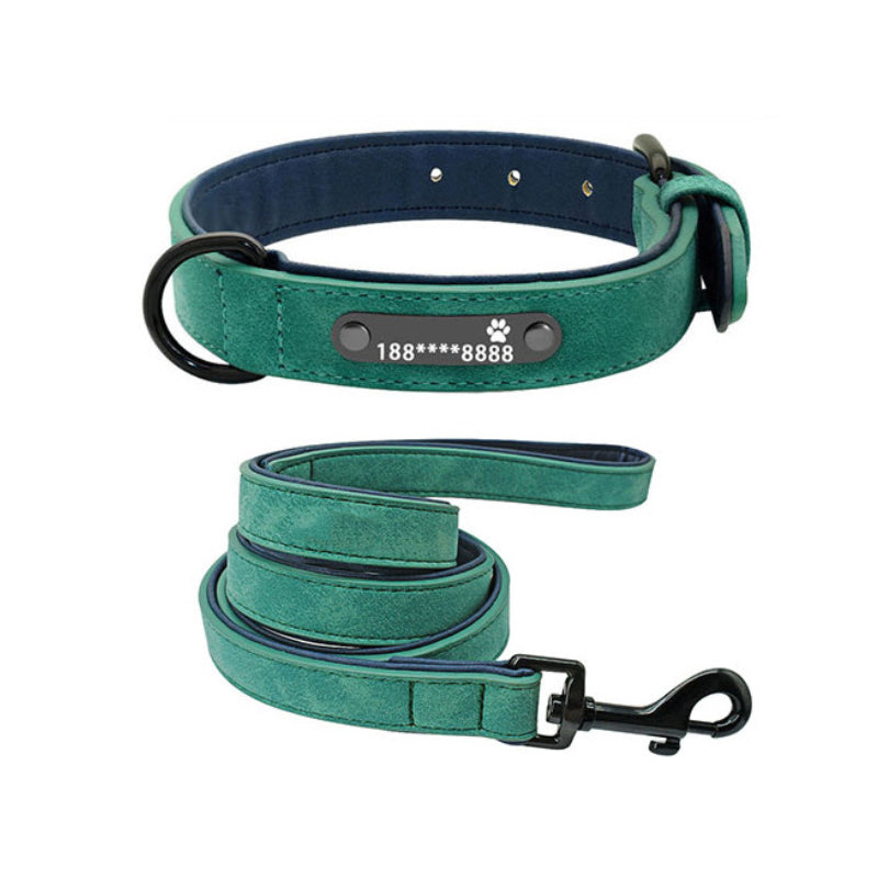 The customized dog collar offers a stylish design with the option to add your dog's name and contact number for safety