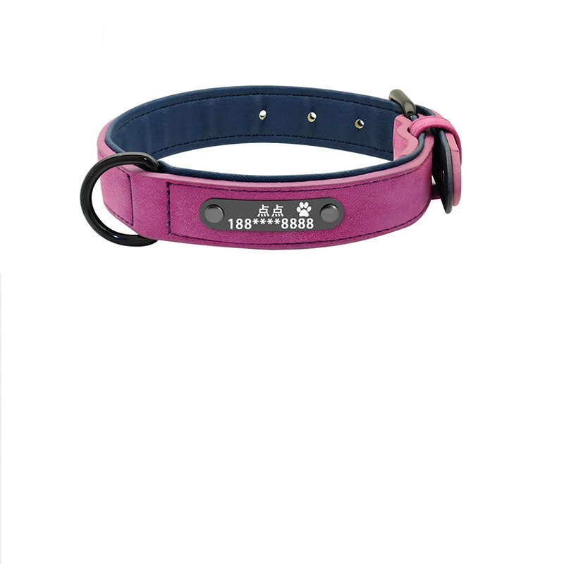 The customized dog collar offers a stylish design with the option to add your dog's name and contact number for safety